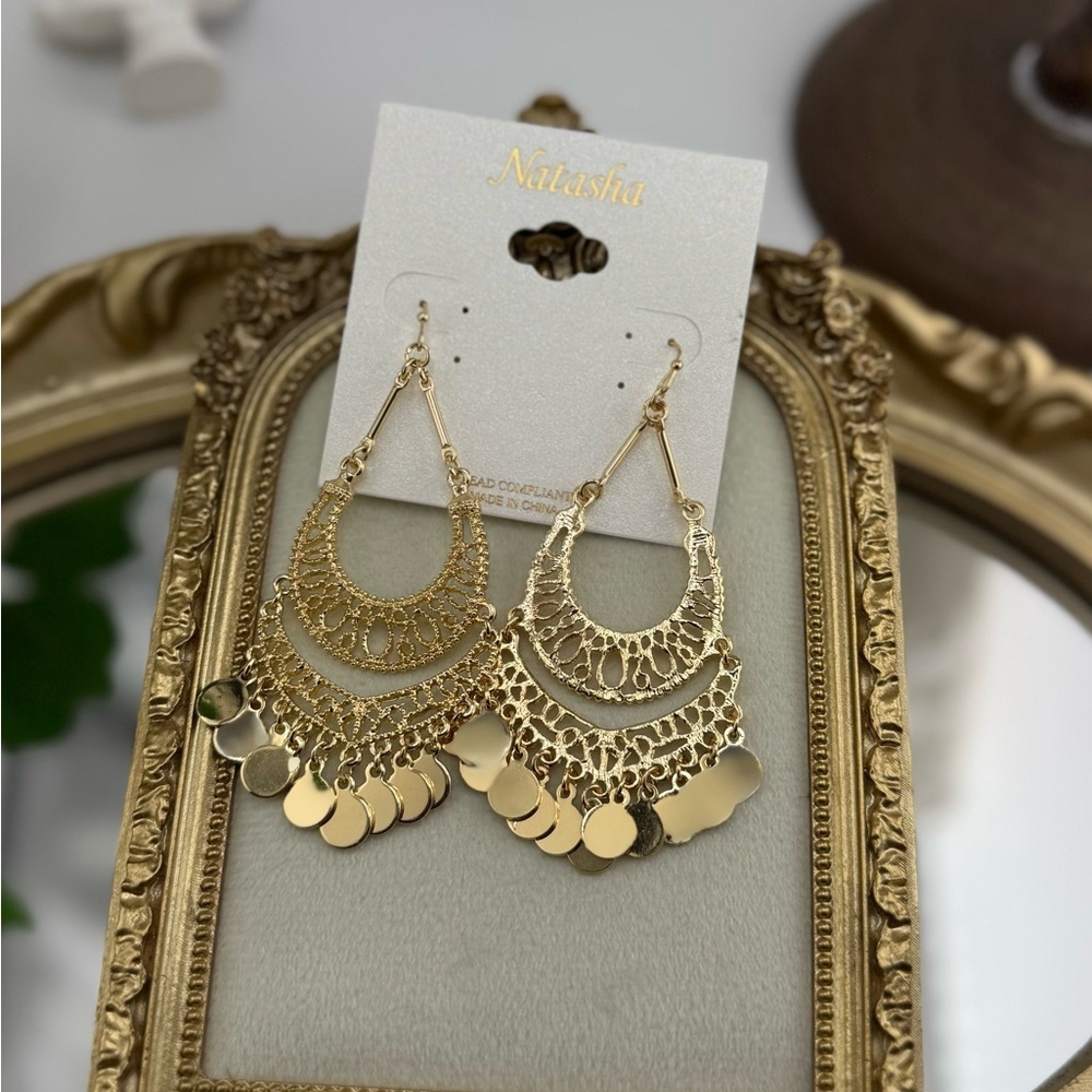 Natasha Gold Filigree Statement Earrings – Boho Chic Vibes!